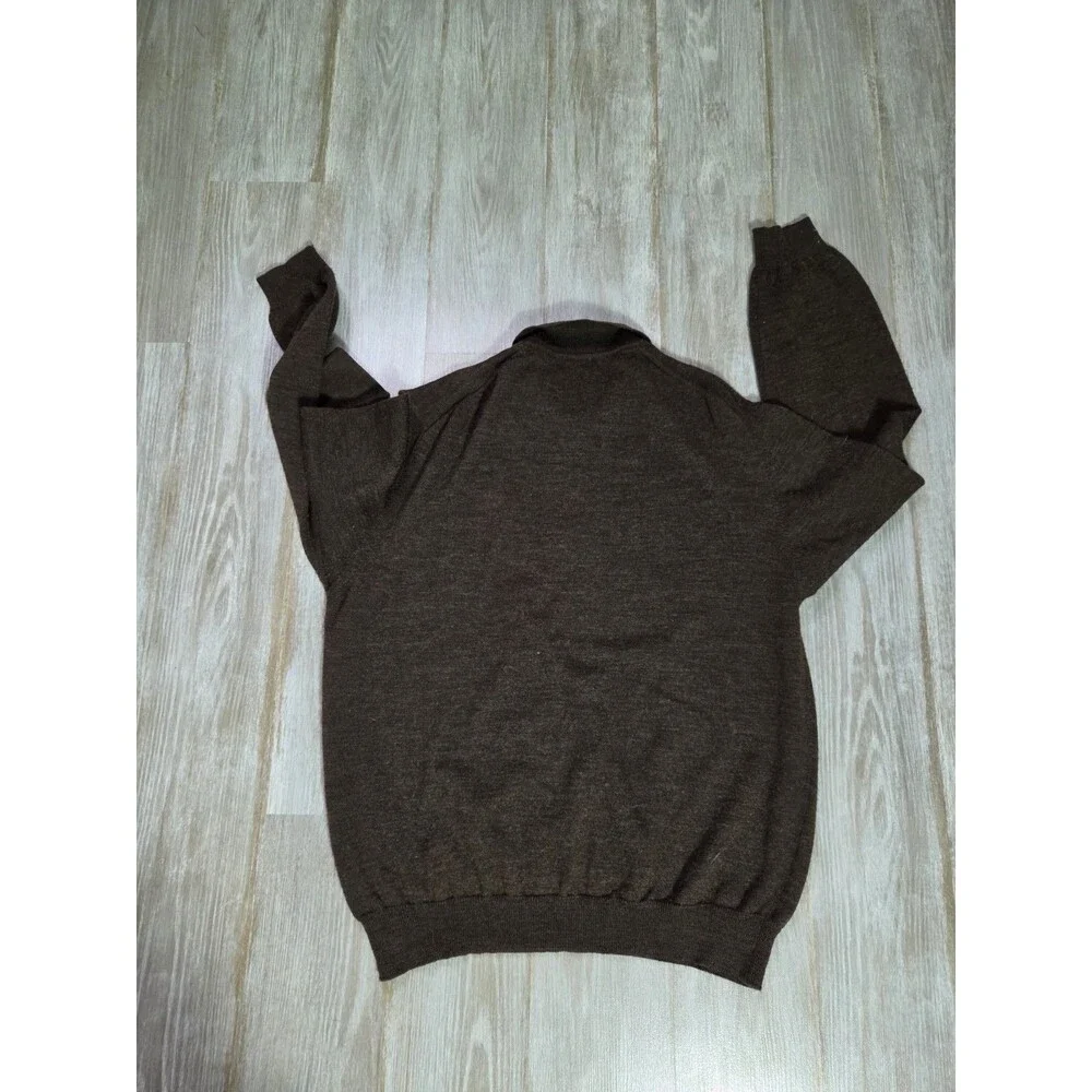 Brooks Brothers 100% Merino Wool Long Sleeve Polo Sweater Brown Men's XL EUC